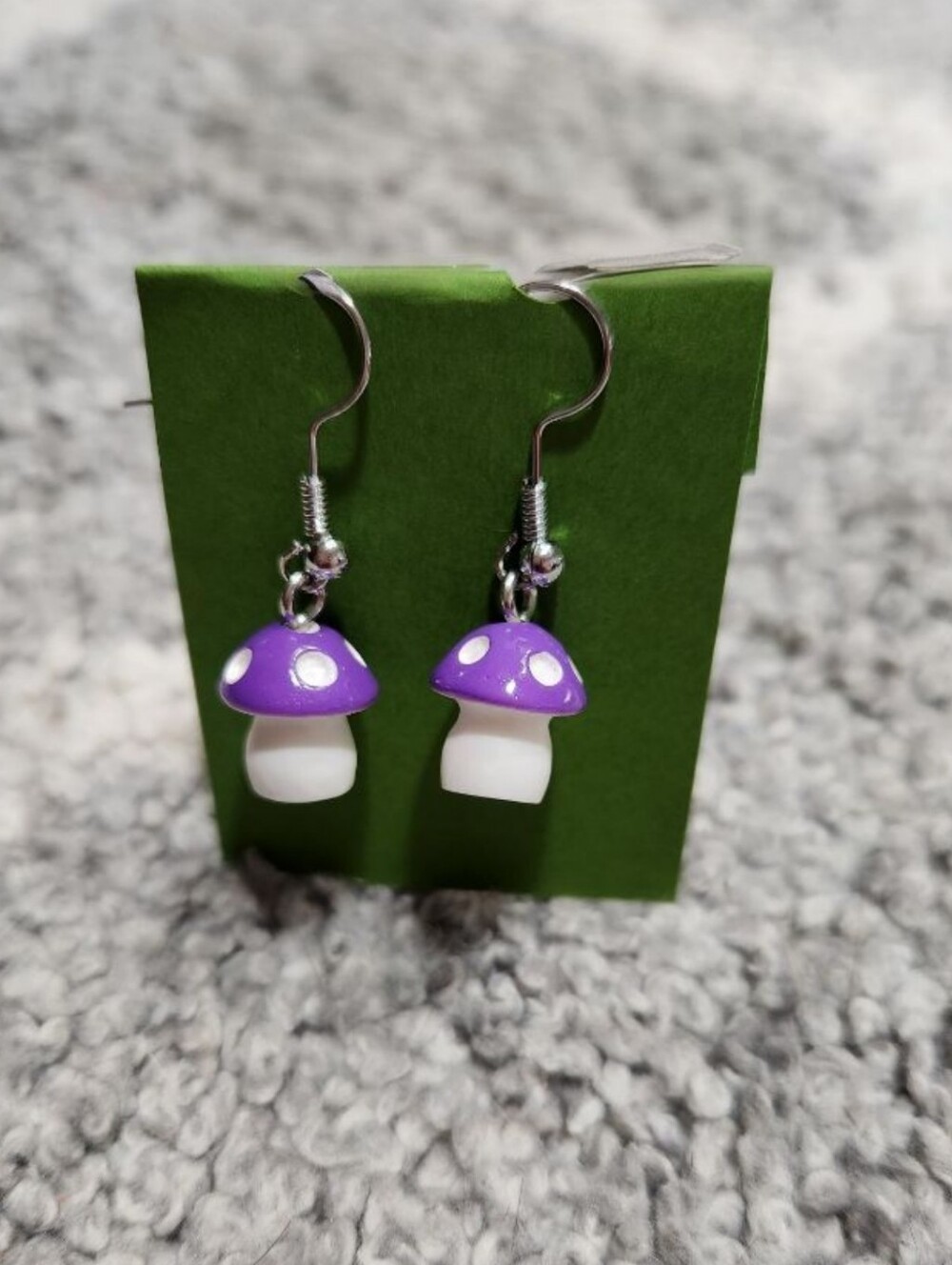 Handmade Purple Mushroom Dangle Earrings